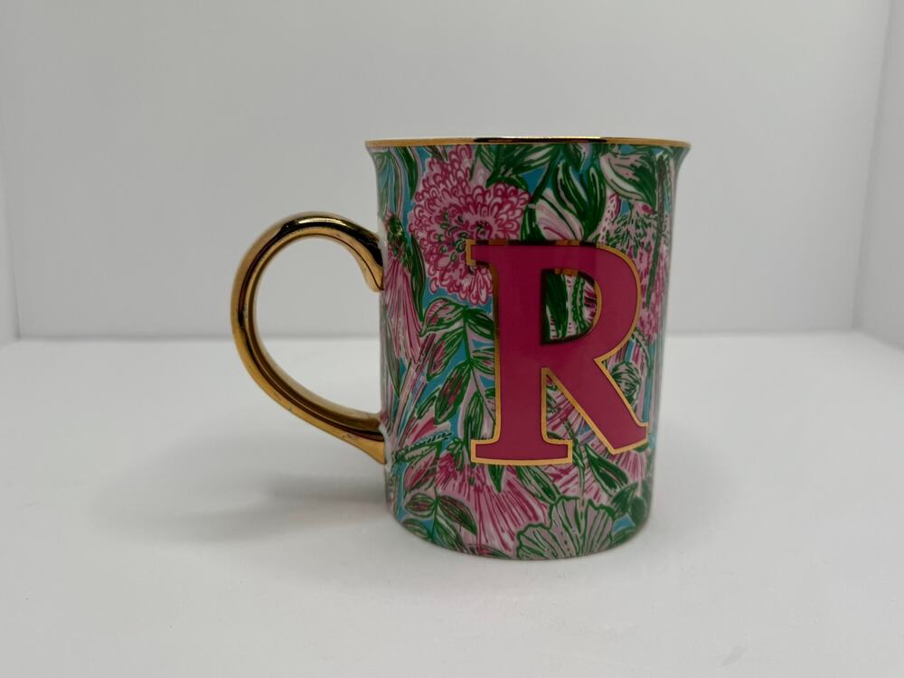 Lilly Pulitzer Monogram Letter R Ceramic Coffee Mug
